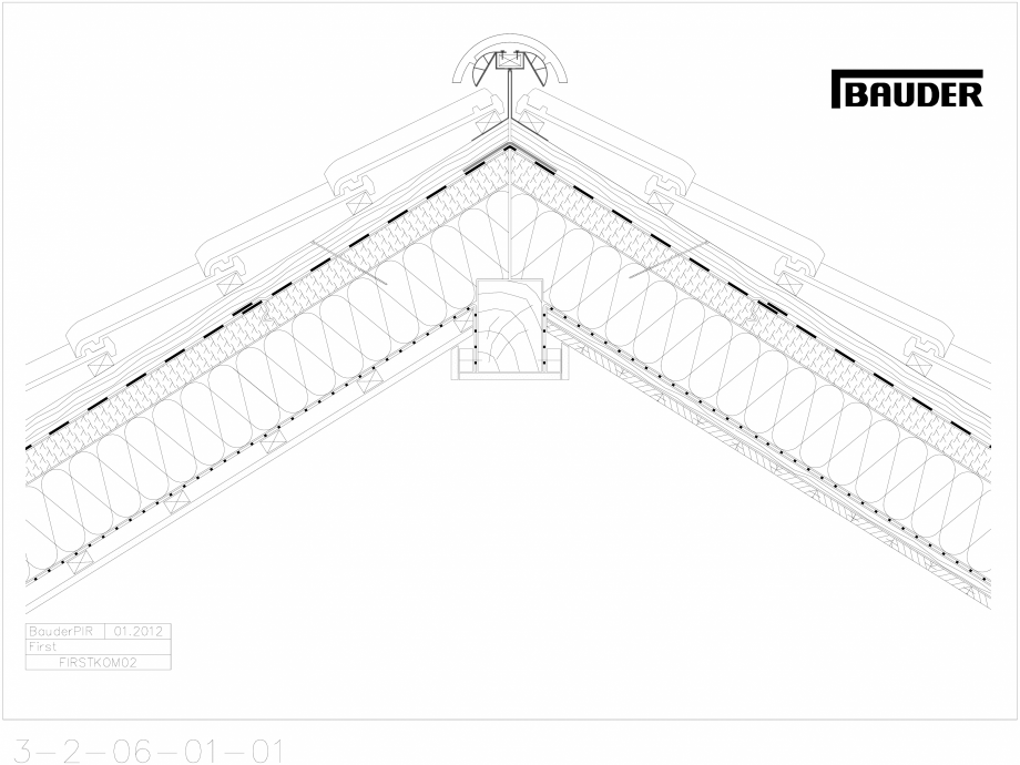 Pagina 1-CAD-DWG Bauder - Acoperis ceramic - Detaliu coama FIRSTKOM02 BAUDER Detaliu de montaj 