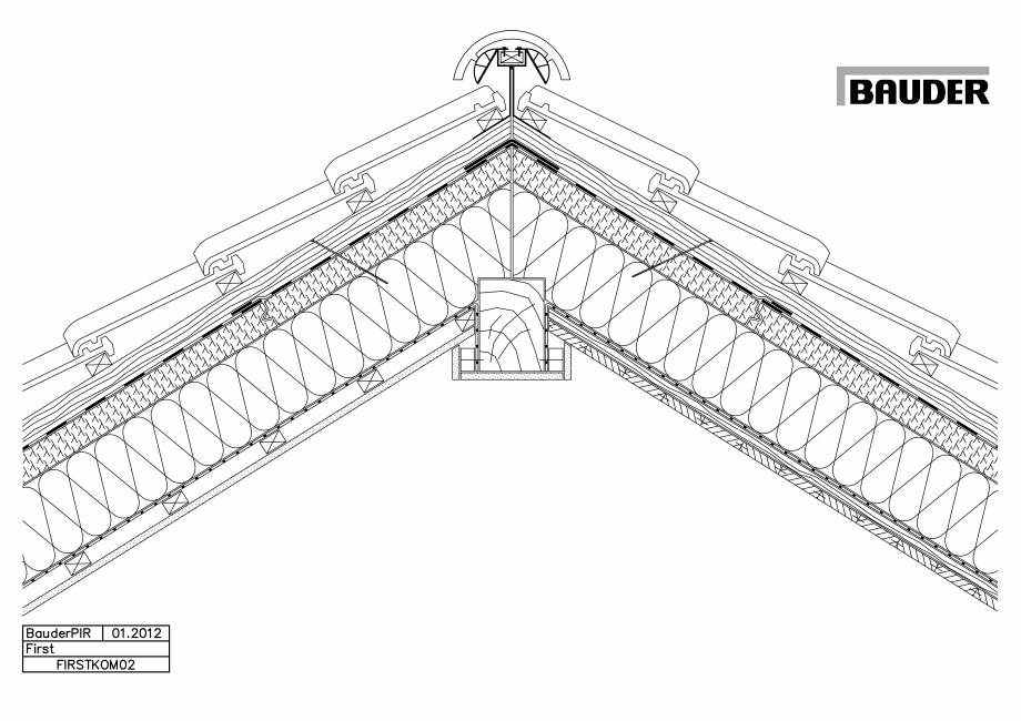Pagina 1-CAD-PDF Bauder - Acoperis ceramic - Detaliu coama FIRSTKOM02 BAUDER Detaliu de montaj 