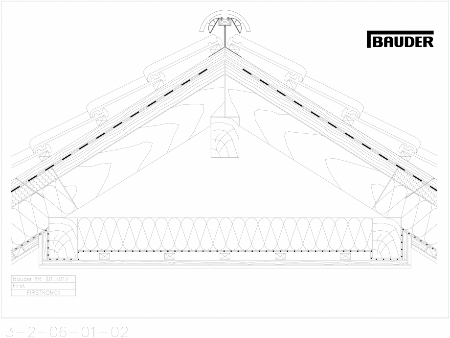 Pagina 1-CAD-DWG Bauder - Acoperis ceramic - Detaliu coama FIRSTKOM01 BAUDER Detaliu de montaj 