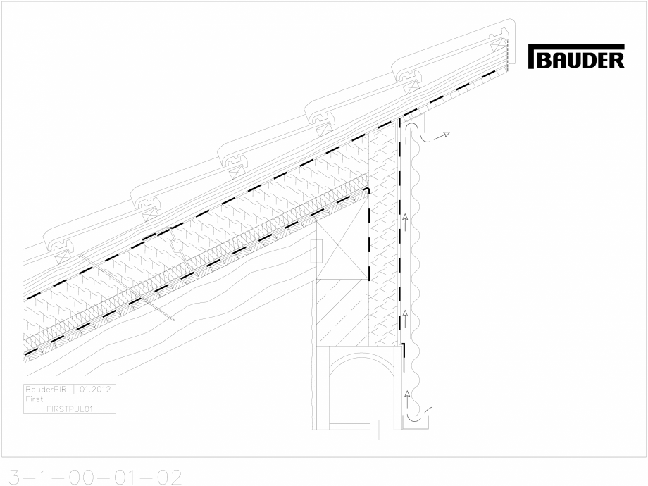 Pagina 1-CAD-DWG Bauder - Acoperis ceramic - Detaliu coama FIRSTPUL01 BAUDER Detaliu de montaj 