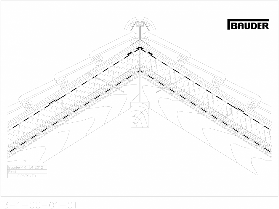 Pagina 1-CAD-DWG Bauder - Acoperis ceramic - Detaliu coama FIRSTSAT01 BAUDER Detaliu de montaj 