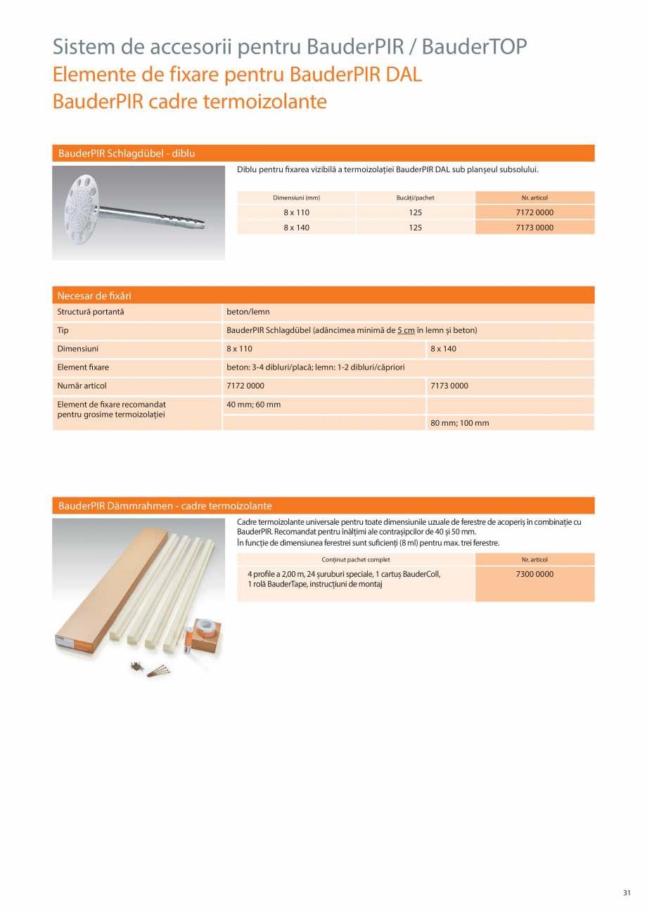 Pagina 31-Sisteme acoperis sarpanta  BAUDER Catalog, brosura Romana 140 mm
160 mm
180 mm

2,10 m²
2,10 m²
2,...