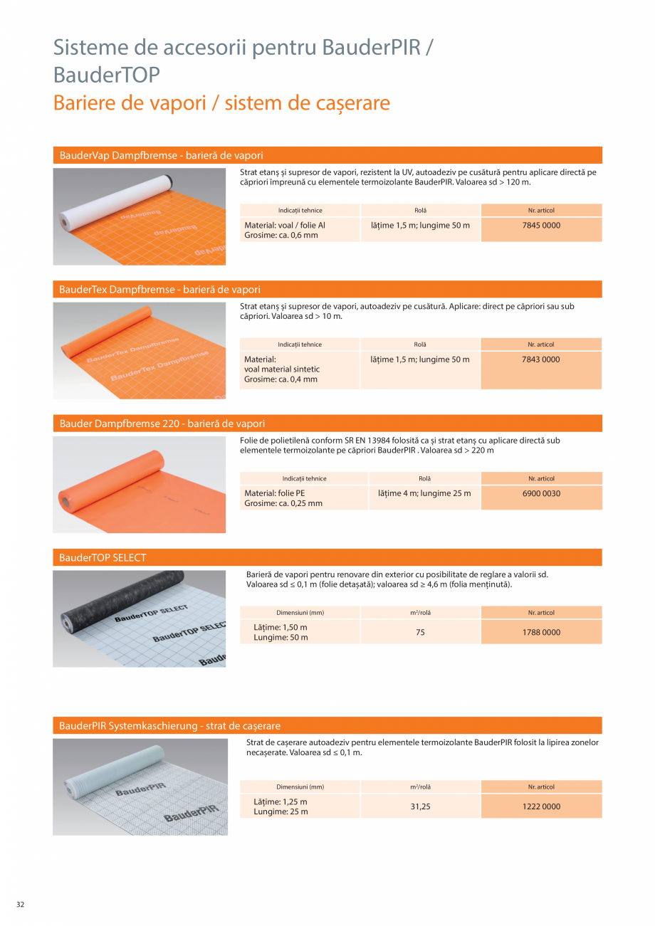 Pagina 32-Sisteme acoperis sarpanta  BAUDER Catalog, brosura Romana 
mic pentru termoizolarea planșeului...
