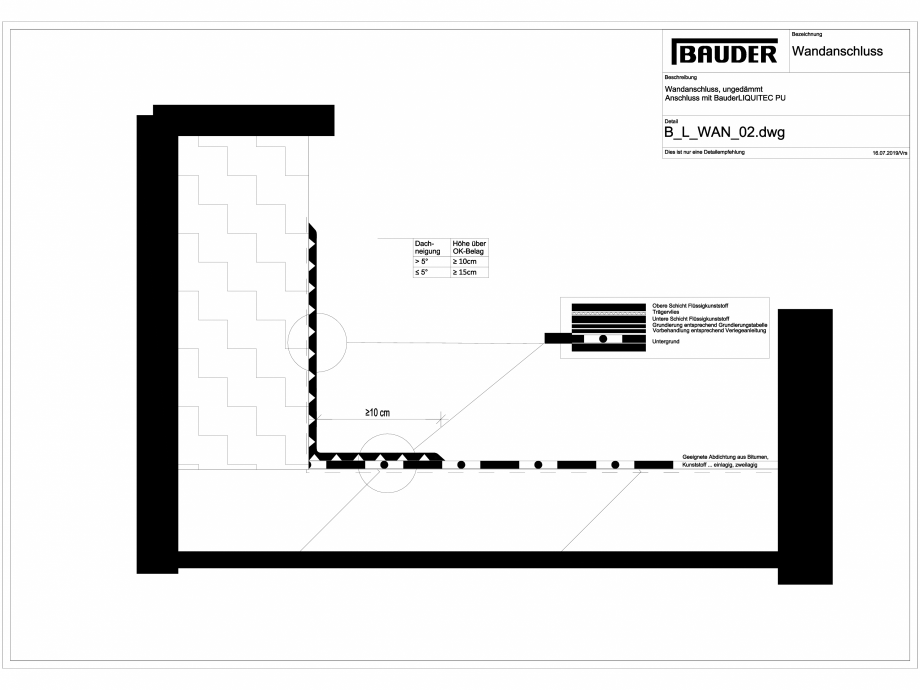 Pagina 1-CAD-DXF Bauder - Terasa - Plastic lichid - Racord perete - B_L_WAN_02 BAUDER Detaliu de montaj 