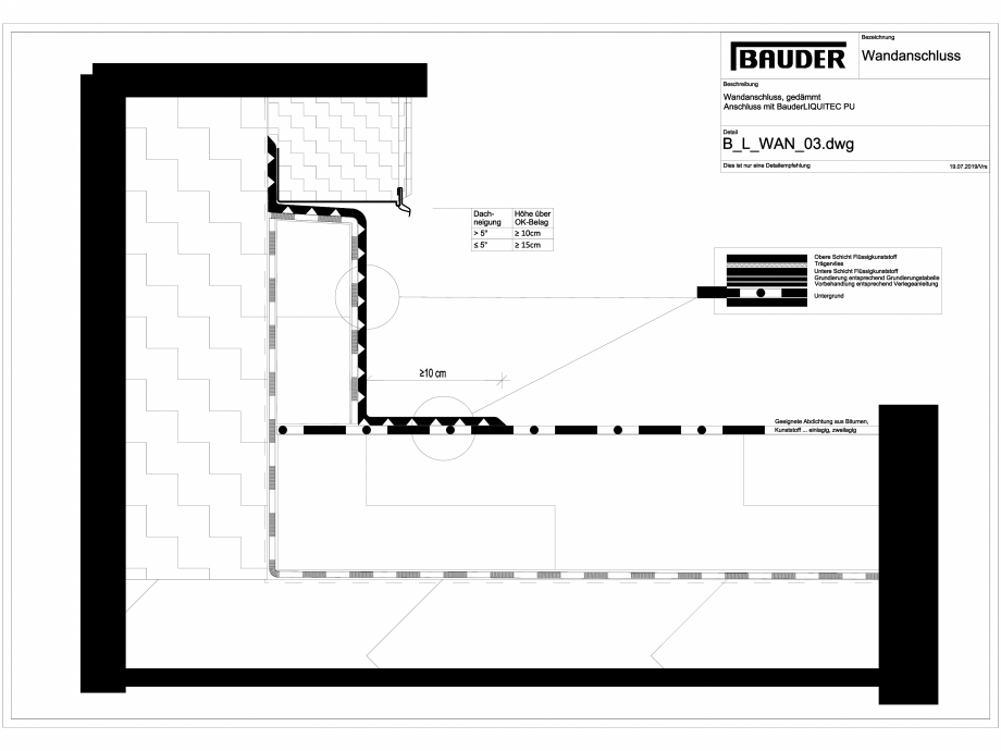 Pagina 1-CAD-DXF Bauder - Terasa - Plastic lichid - Racord perete - B_L_WAN_03 BAUDER Detaliu de montaj 