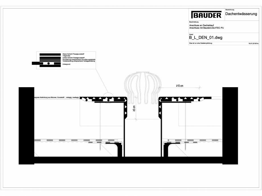 Pagina 1-CAD-DXF Bauder - Terasa - plastic lichid - Gura de scurgere - B_L_DEN_01 BAUDER Detaliu de montaj 
