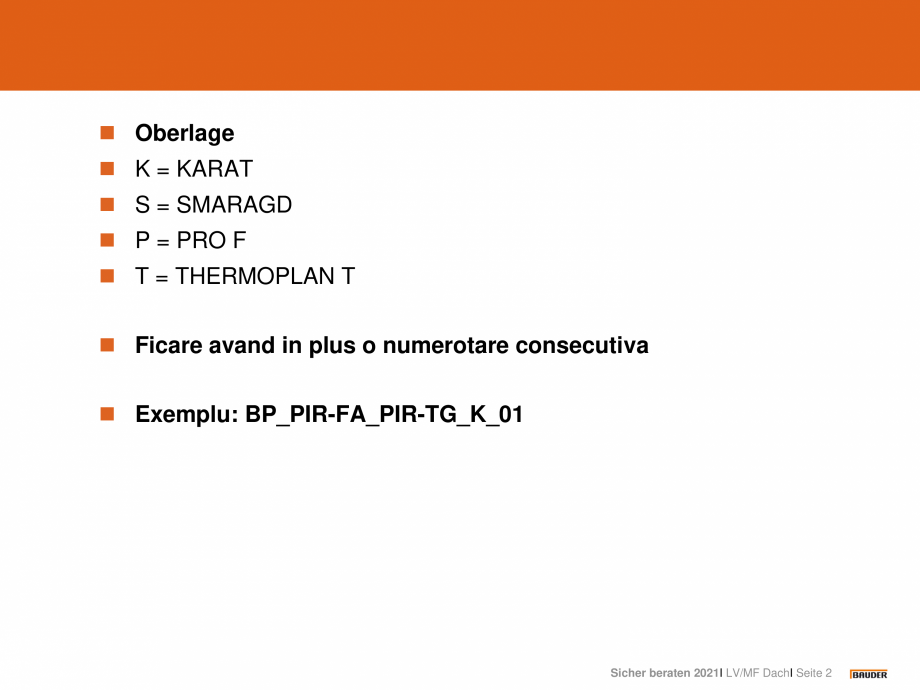 Pagina 2-CAD-PDF Legenda denumirilor BAUDER Detaliu de montaj 