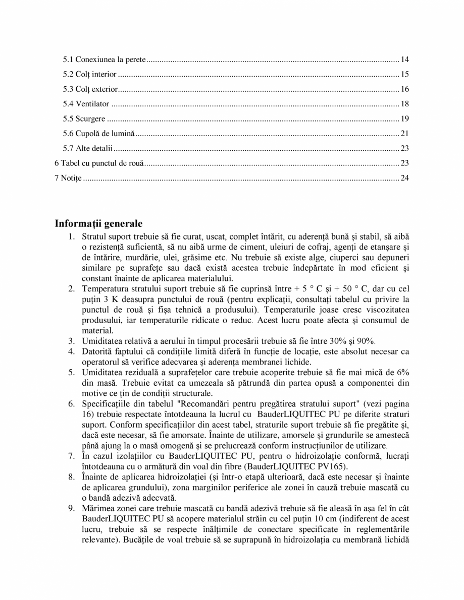Pagina 2-Membrana lichida din material plastic BAUDER BauderLIQUITEC PU Instructiuni montaj, utilizare Romana...
