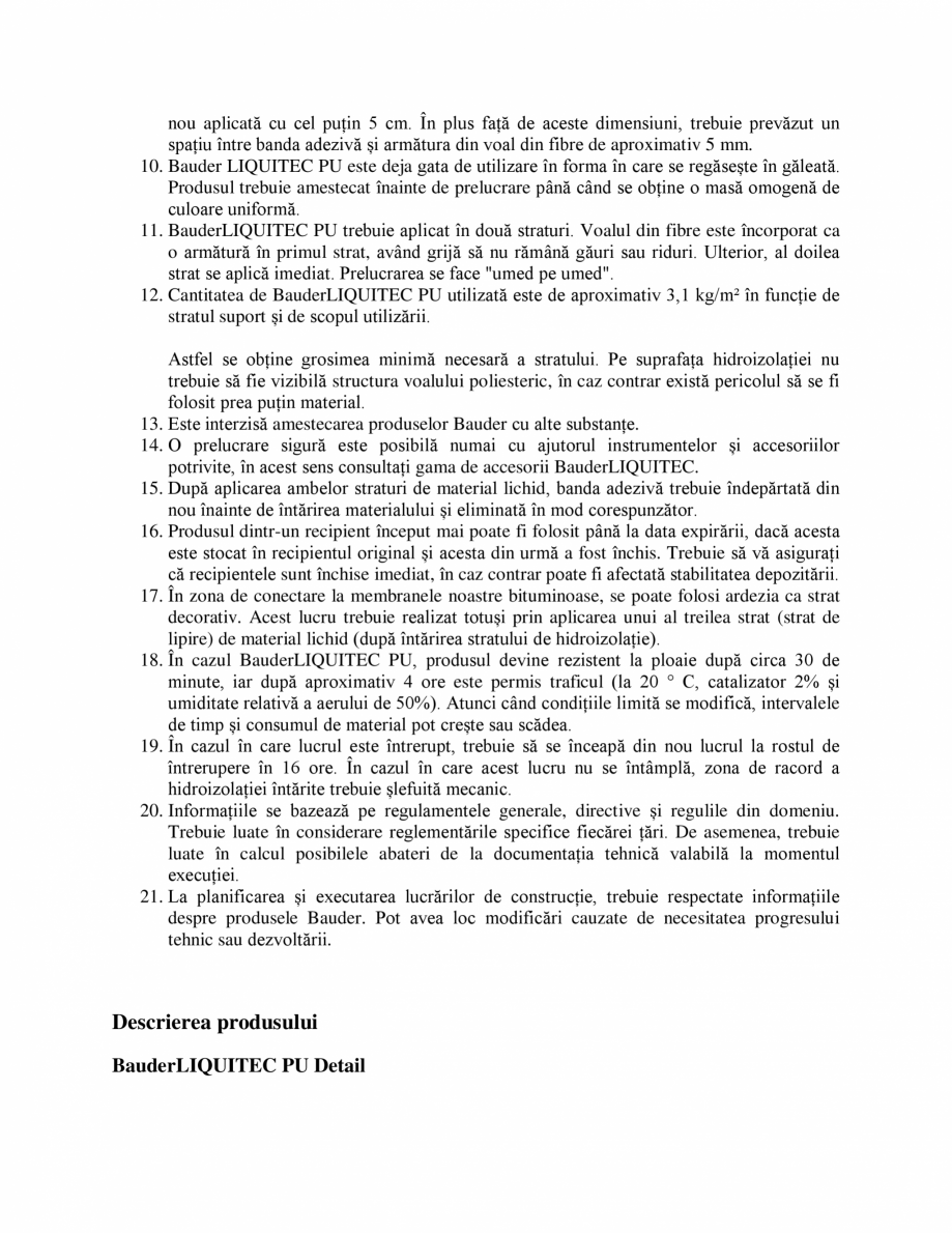 Pagina 3-Membrana lichida din material plastic BAUDER BauderLIQUITEC PU Instructiuni montaj, utilizare Romana...