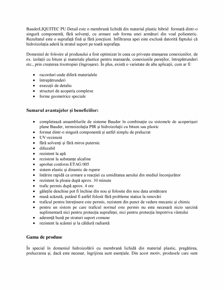 Pagina 4-Membrana lichida din material plastic BAUDER BauderLIQUITEC PU Instructiuni montaj, utilizare Romana...