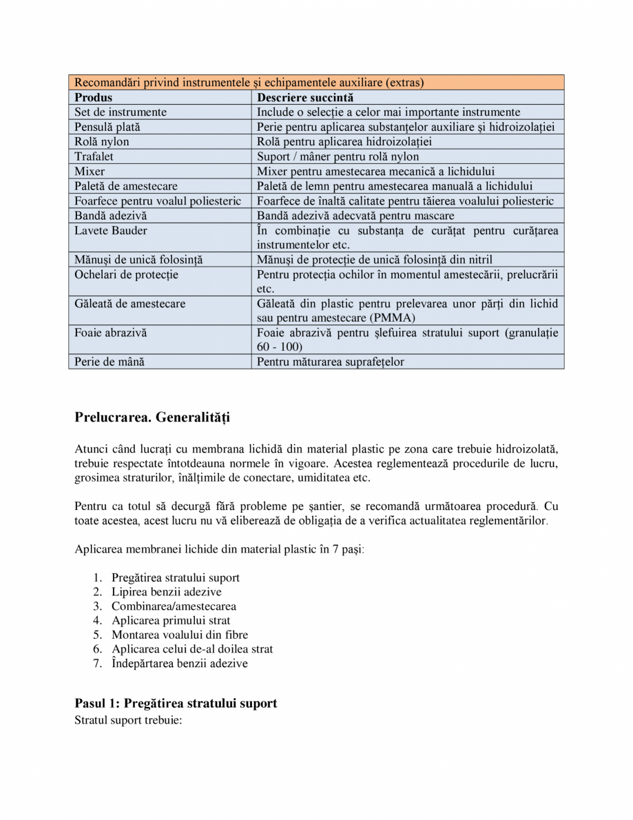 Pagina 6-Membrana lichida din material plastic BAUDER BauderLIQUITEC PU Instructiuni montaj, utilizare Romana...