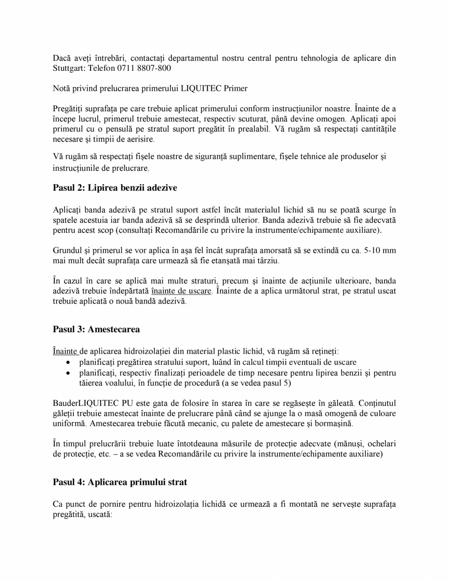 Pagina 11-Membrana lichida din material plastic BAUDER BauderLIQUITEC PU Instructiuni montaj, utilizare Romana...