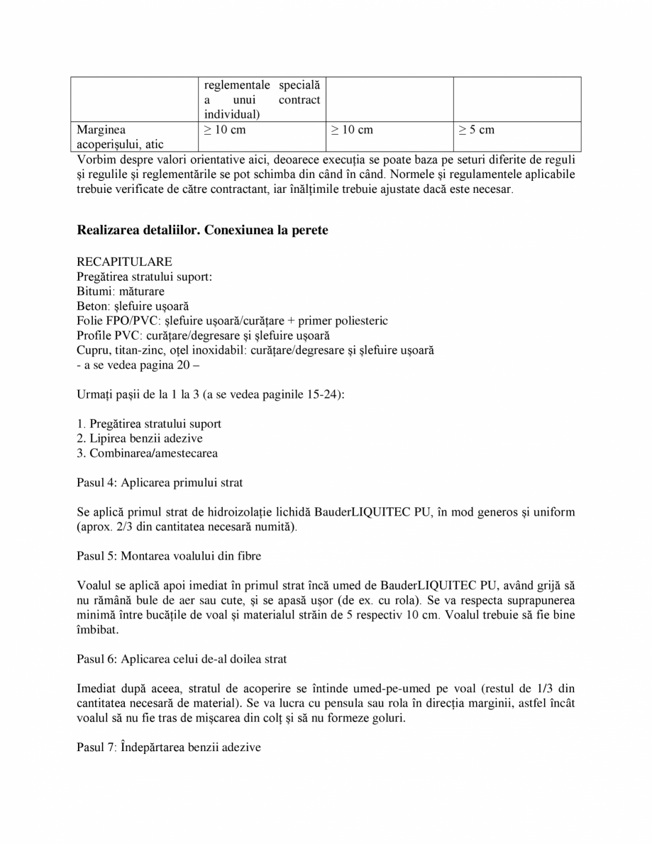 Pagina 14-Membrana lichida din material plastic BAUDER BauderLIQUITEC PU Instructiuni montaj, utilizare Romana...
