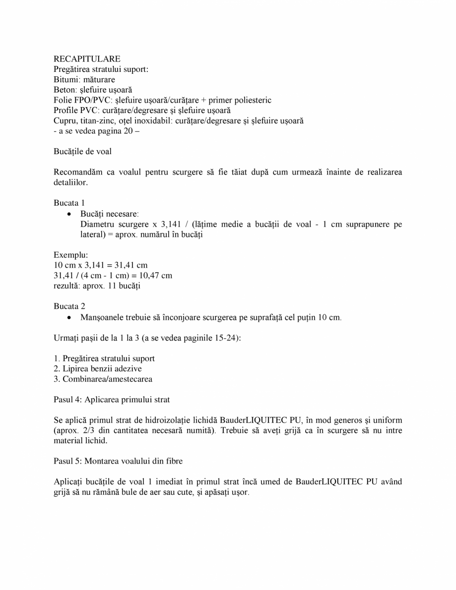 Pagina 20-Membrana lichida din material plastic BAUDER BauderLIQUITEC PU Instructiuni montaj, utilizare Romana...