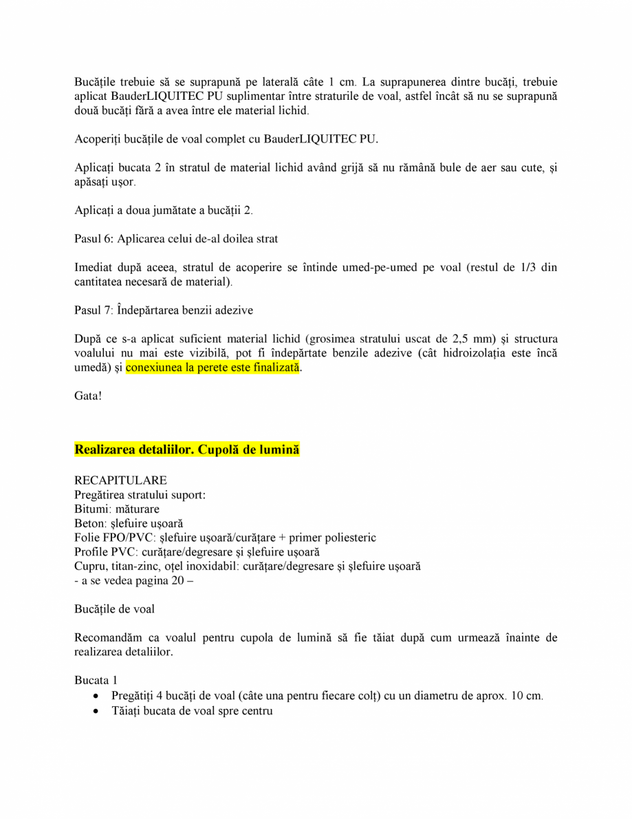 Pagina 21-Membrana lichida din material plastic BAUDER BauderLIQUITEC PU Instructiuni montaj, utilizare Romana...