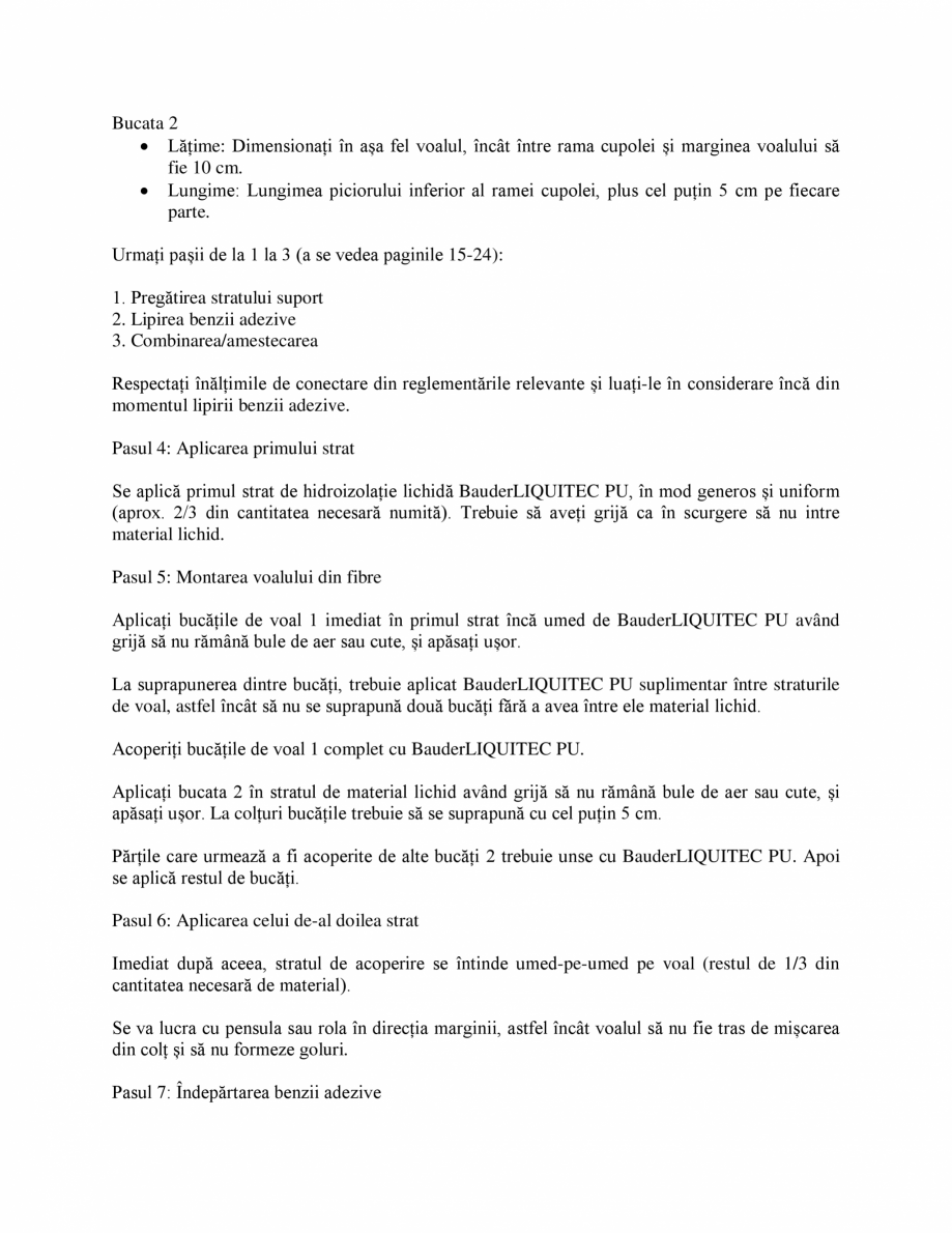 Pagina 22-Membrana lichida din material plastic BAUDER BauderLIQUITEC PU Instructiuni montaj, utilizare Romana...