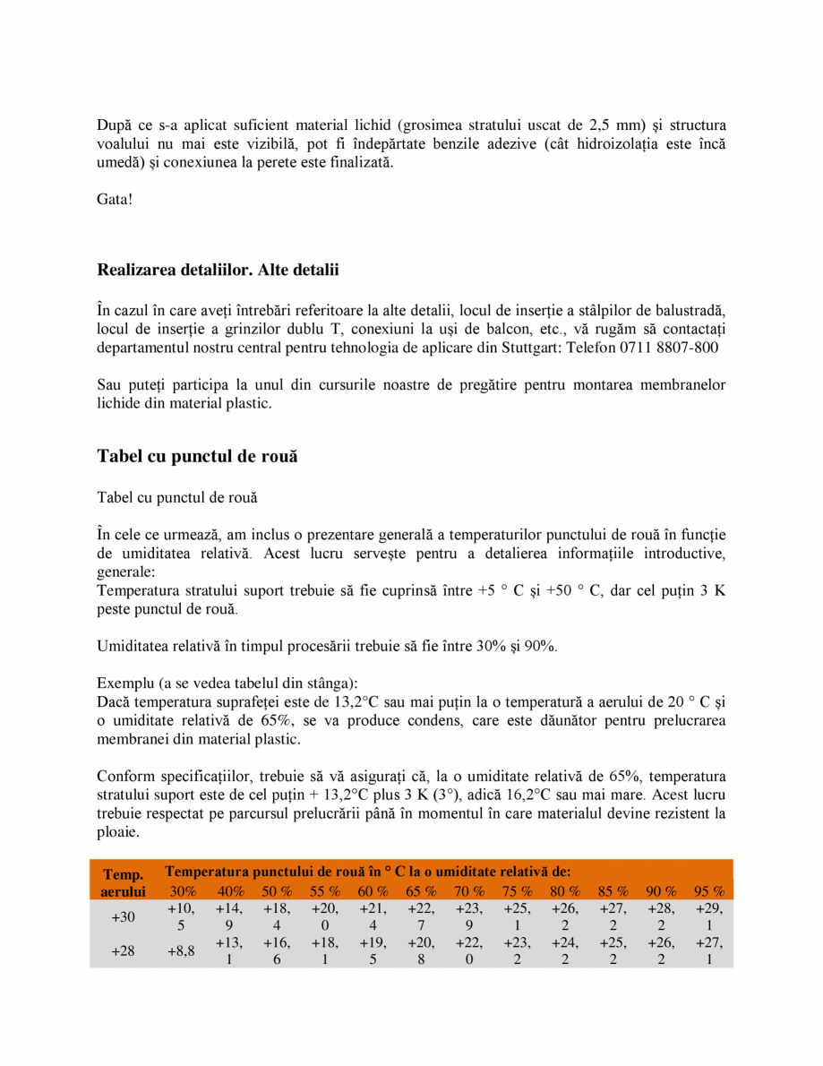 Pagina 23-Membrana lichida din material plastic BAUDER BauderLIQUITEC PU Instructiuni montaj, utilizare Romana...
