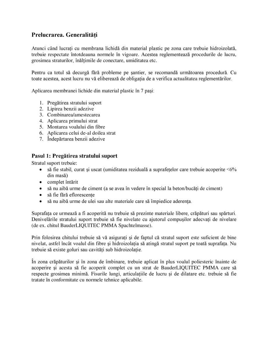 Pagina 7-Membrana lichida din material plastic BAUDER BauderLIQUITEC PMMA Instructiuni montaj, utilizare...