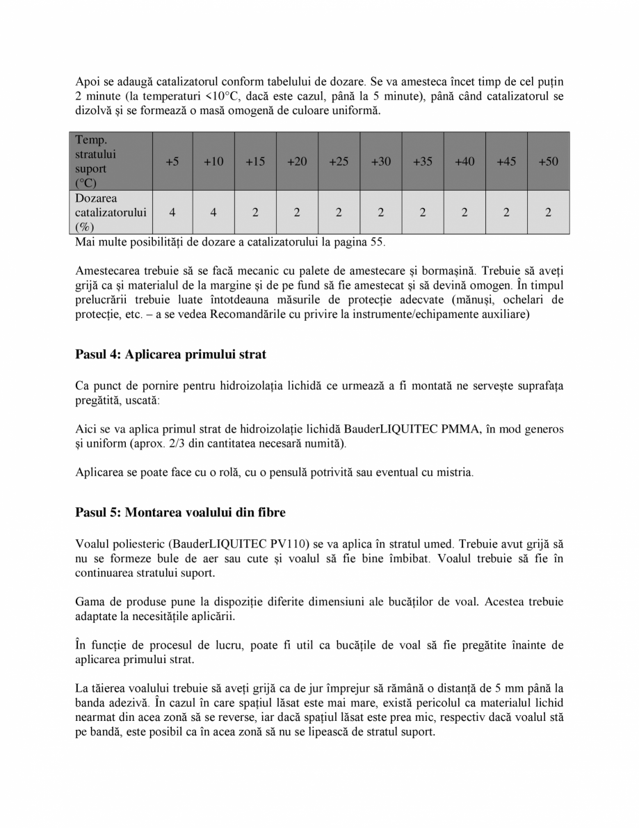 Pagina 13-Membrana lichida din material plastic BAUDER BauderLIQUITEC PMMA Instructiuni montaj, utilizare...