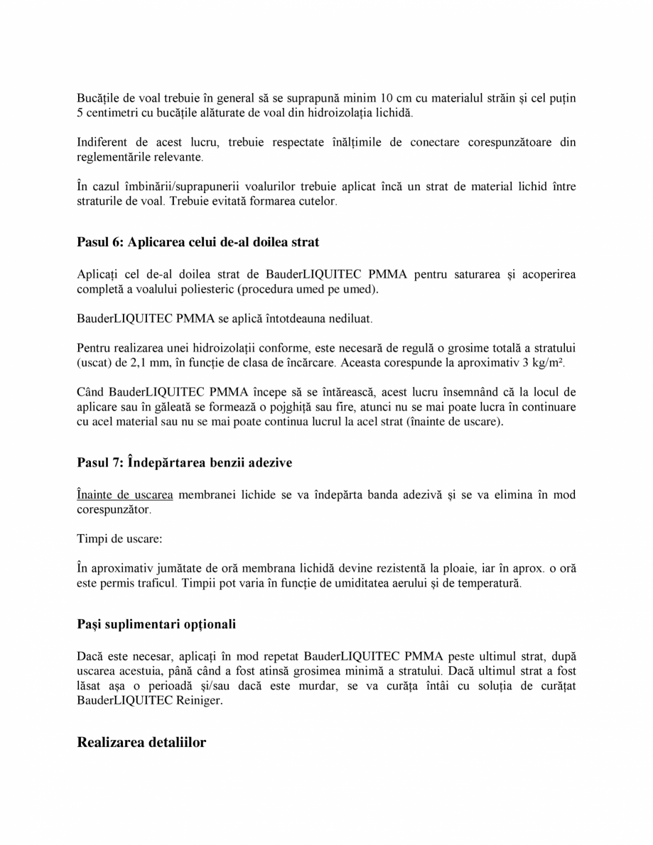Pagina 14-Membrana lichida din material plastic BAUDER BauderLIQUITEC PMMA Instructiuni montaj, utilizare...