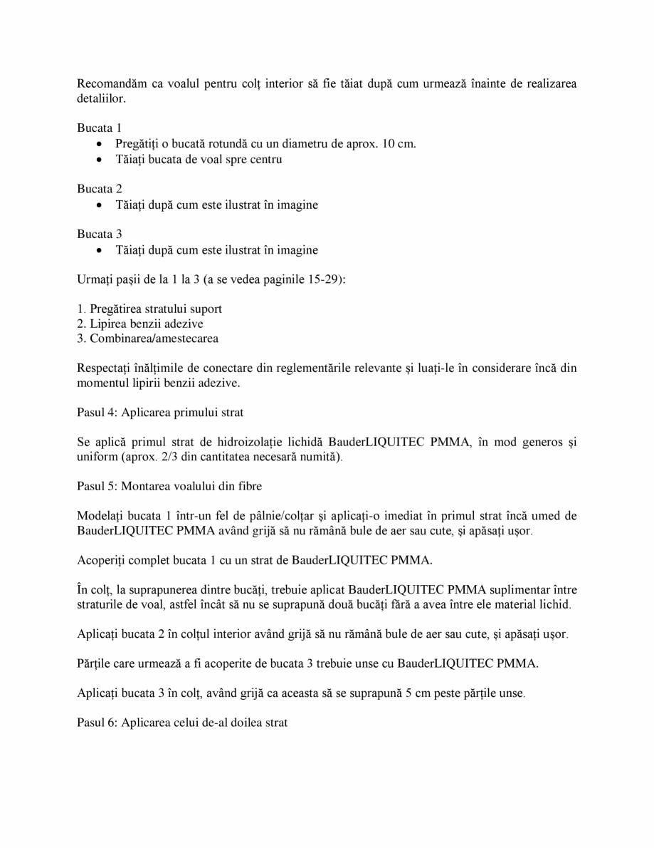 Pagina 17 - Membrana lichida din material plastic BAUDER BauderLIQUITEC PMMA Instructiuni montaj,...