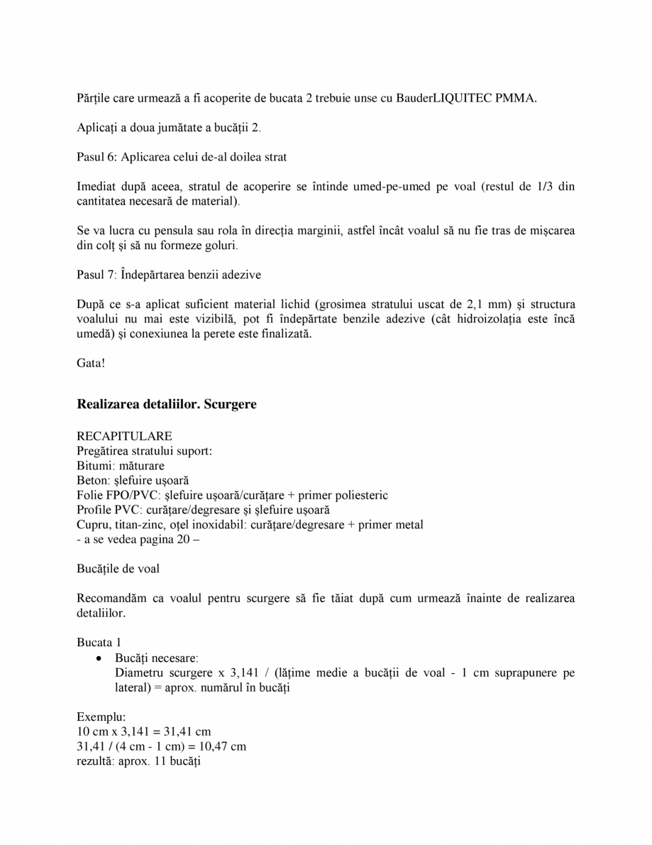 Pagina 21-Membrana lichida din material plastic BAUDER BauderLIQUITEC PMMA Instructiuni montaj, utilizare...