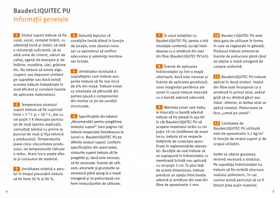 Pagina 3-Membrana lichida din material plastic BAUDER BauderLIQUITEC PU Instructiuni montaj, utilizare Romana...