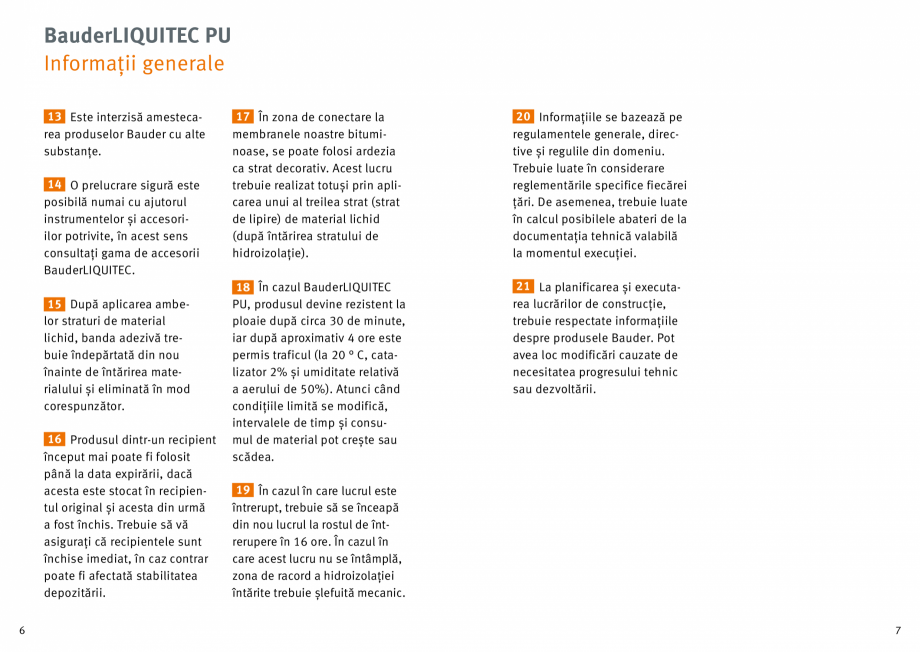 Pagina 4-Membrana lichida din material plastic BAUDER BauderLIQUITEC PU Instructiuni montaj, utilizare Romana...