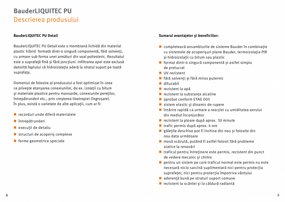 Pagina 5-Membrana lichida din material plastic BAUDER BauderLIQUITEC PU Instructiuni montaj, utilizare Romana...