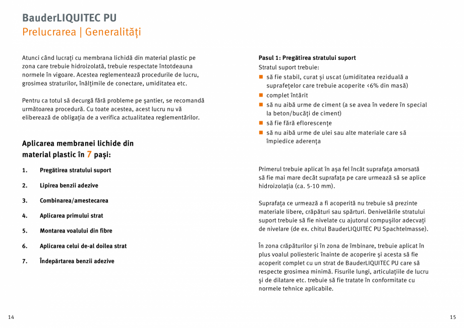 Pagina 8-Membrana lichida din material plastic BAUDER BauderLIQUITEC PU Instructiuni montaj, utilizare Romana...