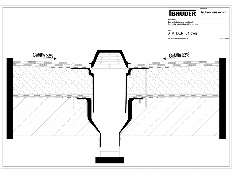 Pagina 1-CAD-DXF Bauder - Detaliu evacuarea apei - B_K_DEN_01 BAUDER Detaliu de montaj 