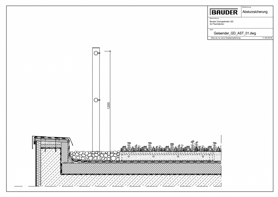 Pagina 1-CAD-PDF Bauder - Detaliu balustrada (protectie impotriva caderii) - GD_AST_01 BAUDER Detaliu de...