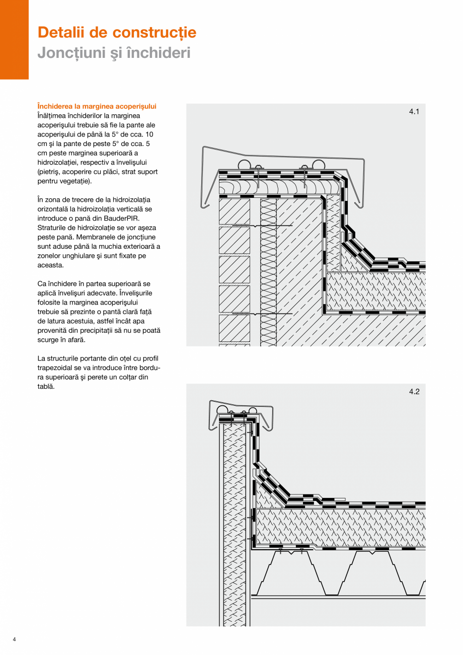 Pagina 4-Sistem acoperis terasa - Detalii de constructie - membrane bituminoase BAUDER Instructiuni montaj,...