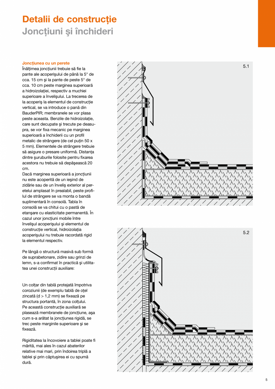 Pagina 5-Sistem acoperis terasa - Detalii de constructie - membrane bituminoase BAUDER Instructiuni montaj,...