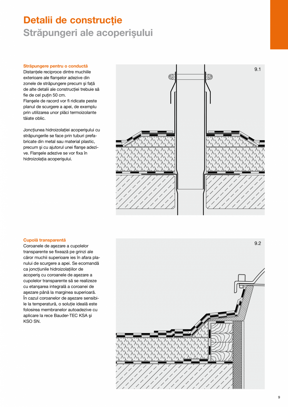 Pagina 9-Sistem acoperis terasa - Detalii de constructie - membrane bituminoase BAUDER Instructiuni montaj,...