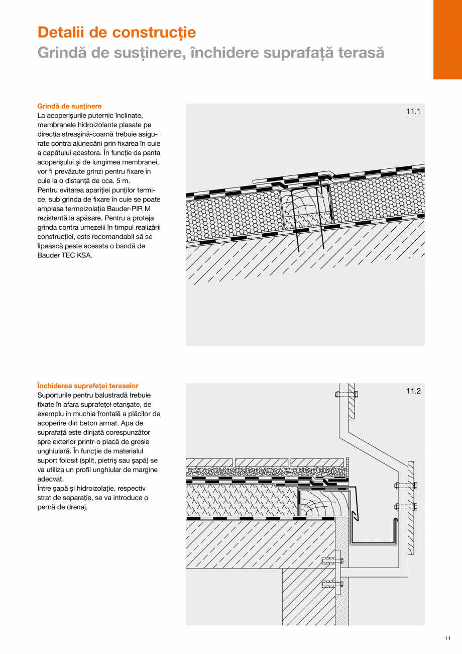 Pagina 11-Sistem acoperis terasa - Detalii de constructie - membrane bituminoase BAUDER Instructiuni montaj,...