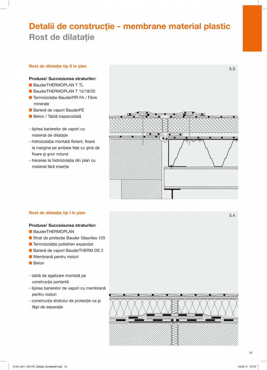 Pagina 15-CAD-PDF Detalii de constructie-mebrane din material plastic BAUDER Detaliu de montaj 