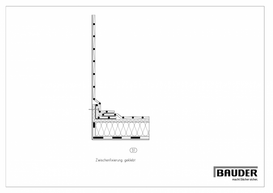 Pagina 1-CAD-PDF Detaliu Bauder-Fixare intermediara cu adeziv BAUDER Detaliu de montaj 
