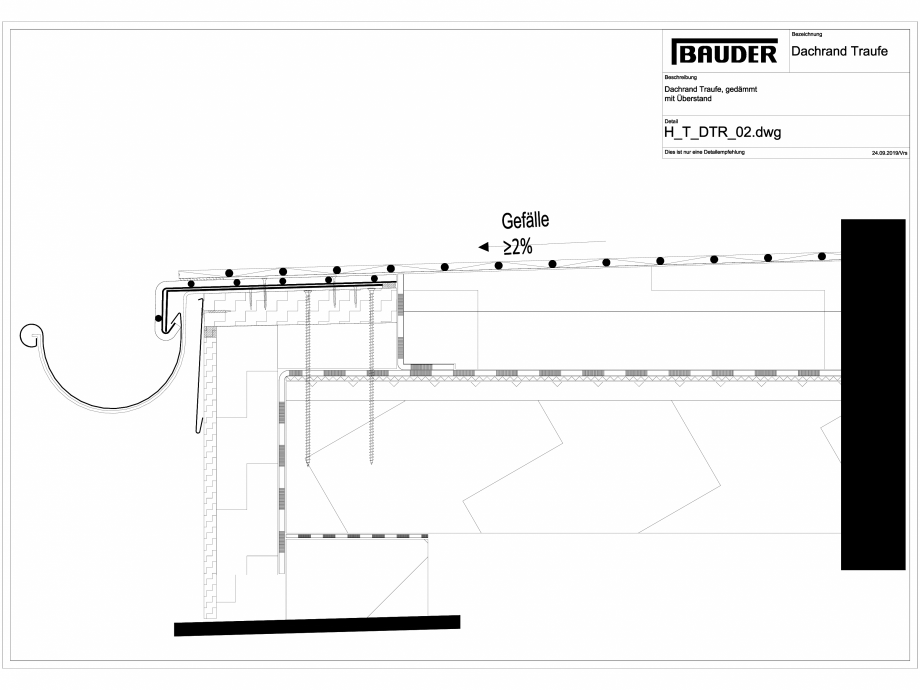 Pagina 1-CAD-DWG Bauder - Detaliu - Jonctiune streasina - H_T_DTR_02 BAUDER Detaliu de montaj 