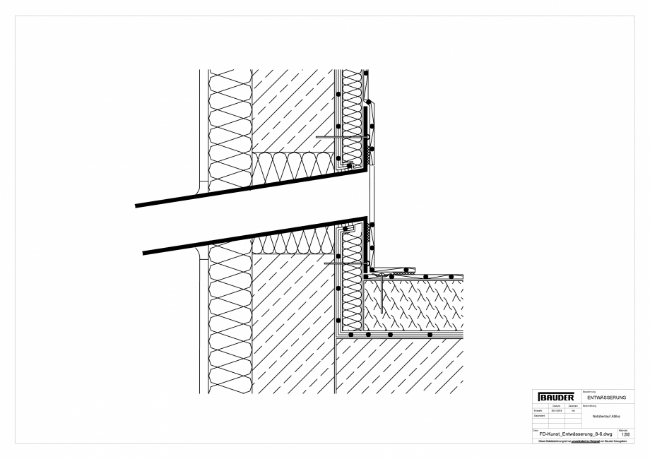 Pagina 1-CAD-PDF Detaliu Bauder - Evacuarea apei FD-Kunst_Entwaesserung_8-6_10 BAUDER Detaliu de montaj 