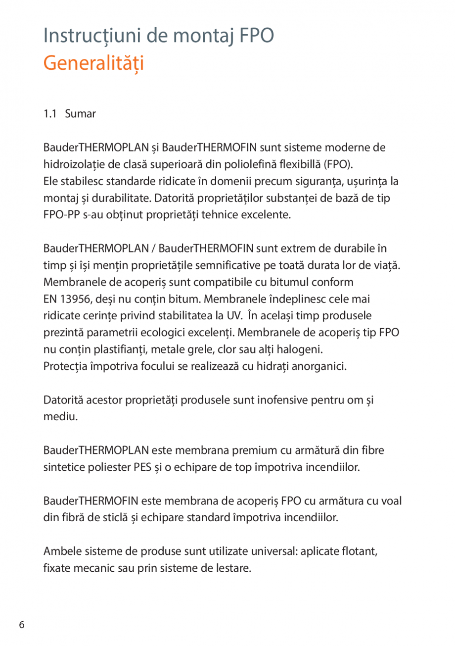Pagina 6-Instructiuni de montaj FPO BAUDER THERMOPLAN, THERMOFIN Instructiuni montaj, utilizare Romana ată ....