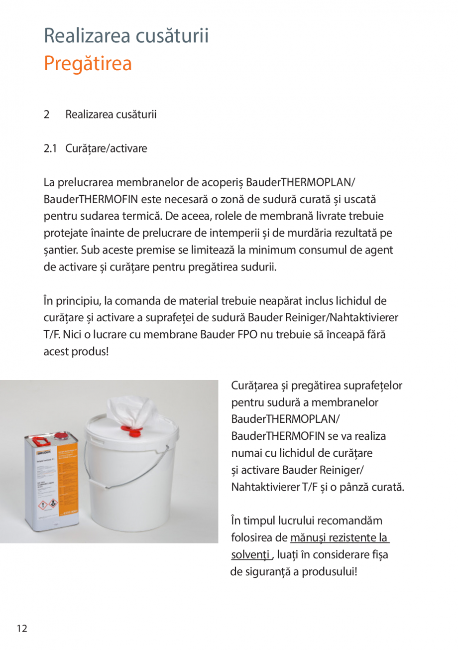 Pagina 12-Instructiuni de montaj FPO BAUDER THERMOPLAN, THERMOFIN Instructiuni montaj, utilizare Romana...