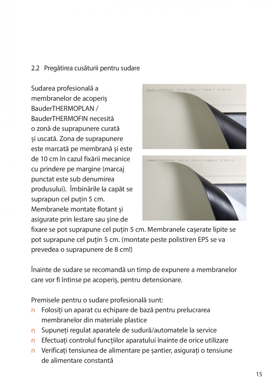 Pagina 15-Instructiuni de montaj FPO BAUDER THERMOPLAN, THERMOFIN Instructiuni montaj, utilizare Romana i...