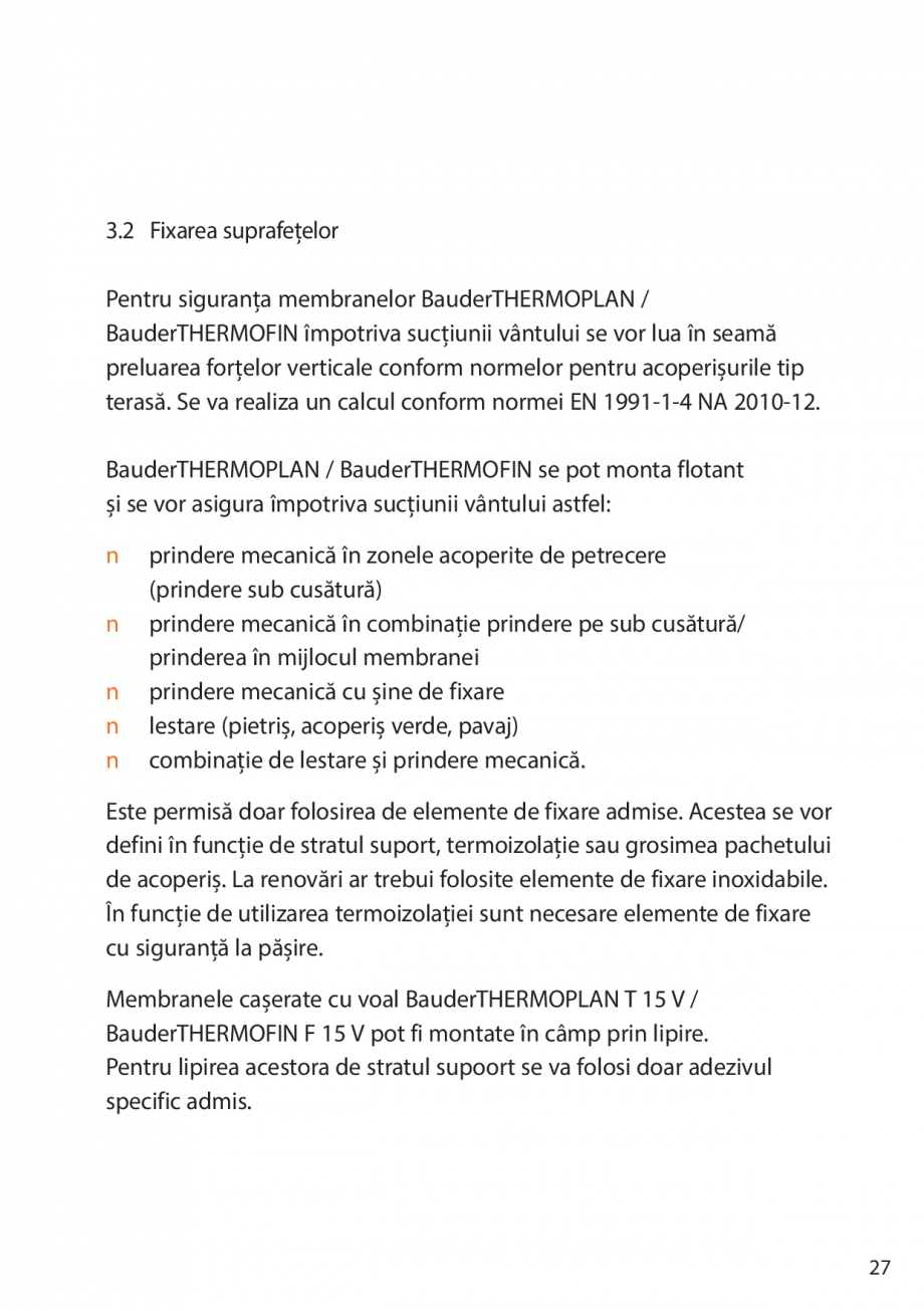 Pagina 27-Instructiuni de montaj FPO BAUDER THERMOPLAN, THERMOFIN Instructiuni montaj, utilizare Romana m...