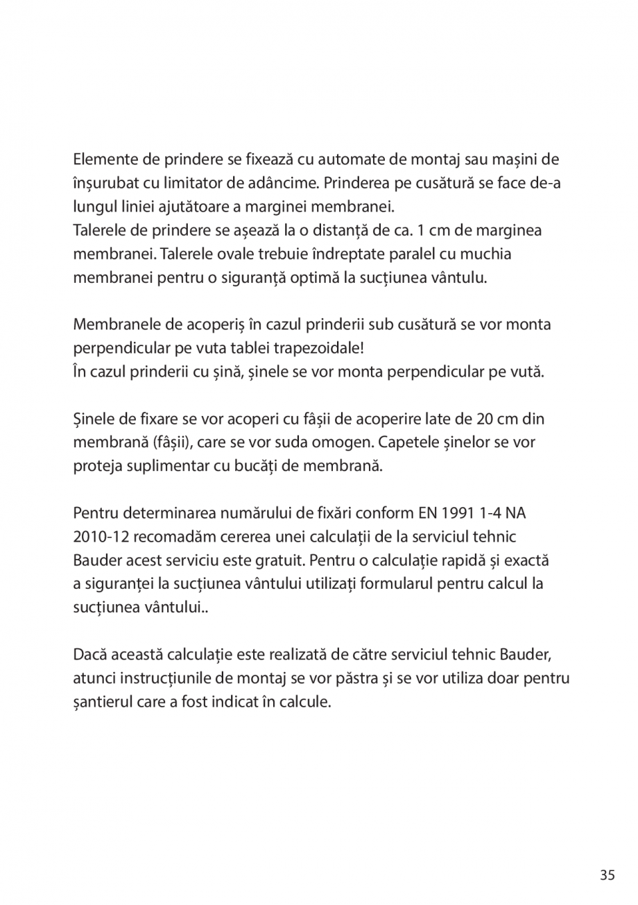 Pagina 35-Instructiuni de montaj FPO BAUDER THERMOPLAN, THERMOFIN Instructiuni montaj, utilizare Romana...