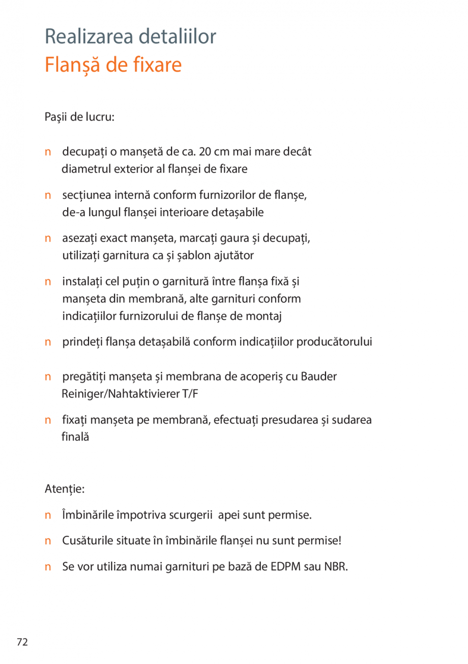 Pagina 72-Instructiuni de montaj FPO BAUDER THERMOPLAN, THERMOFIN Instructiuni montaj, utilizare Romana 