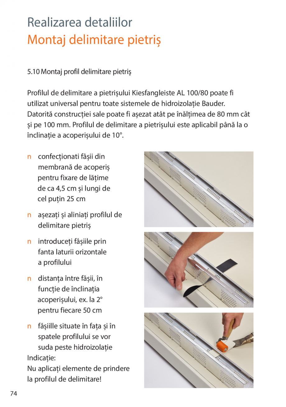 Pagina 74-Instructiuni de montaj FPO BAUDER THERMOPLAN, THERMOFIN Instructiuni montaj, utilizare Romana 