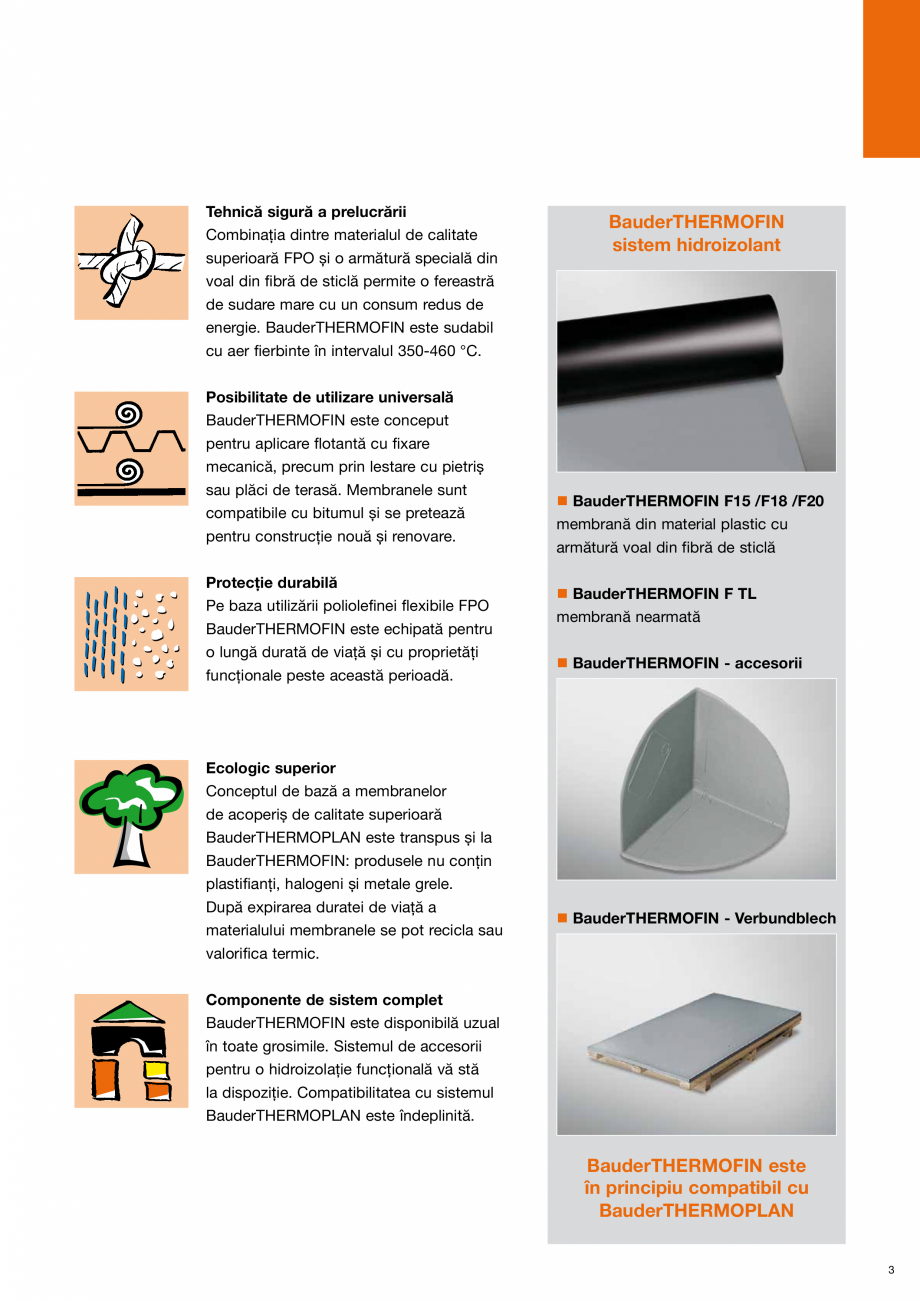 Pagina 3-Sisteme de acoperis terasa - Sistem hidroizolant FPO BAUDER THERMOFIN Catalog, brosura Romana...