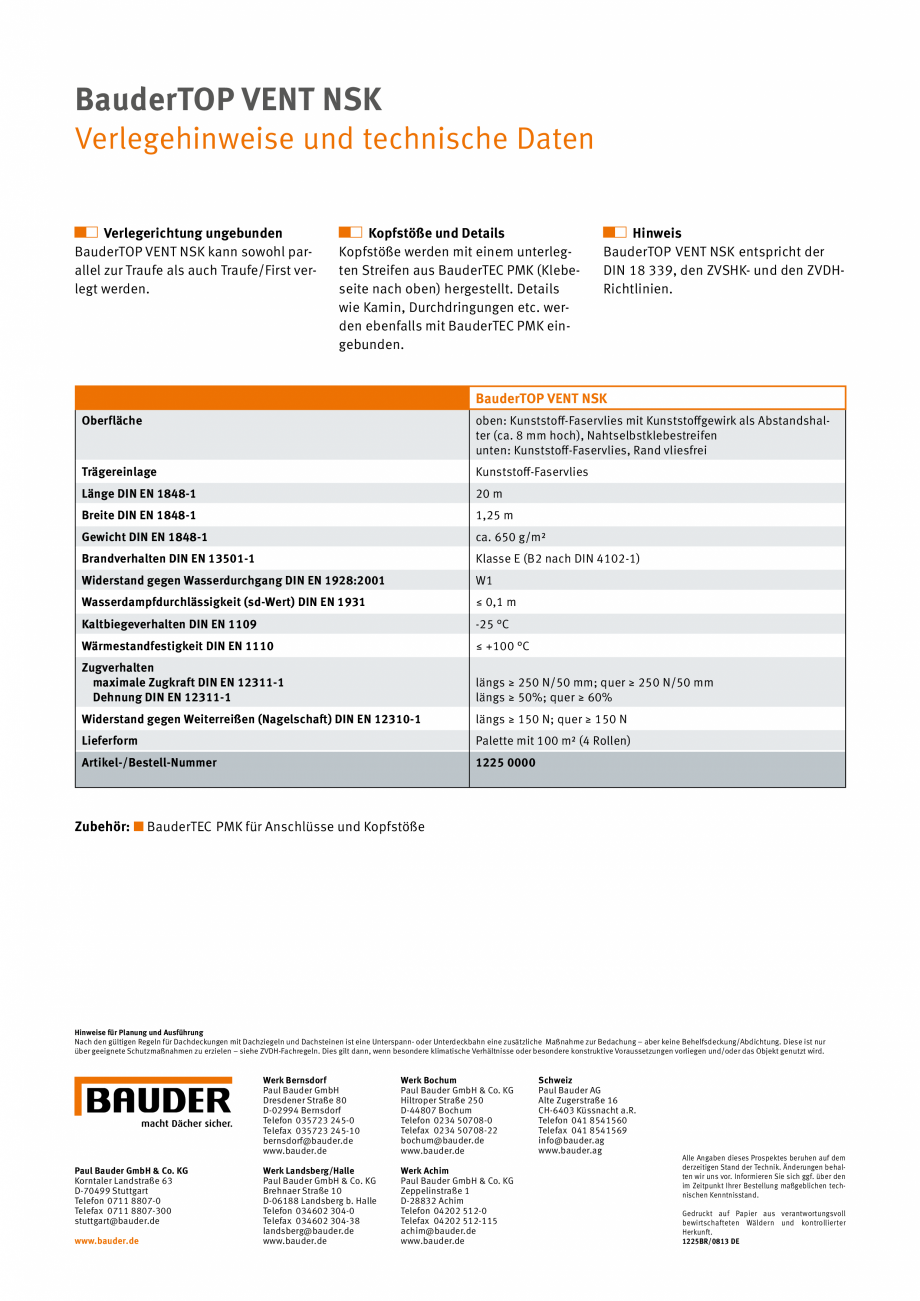 Pagina 3-Strat de separatie autoadeziv pe cusatura pentru acoperisuri metalice, permeabil la difuzie BAUDER...