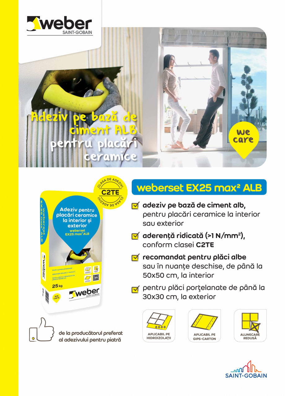 Pagina 1-Adeziv pentru placari ceramice la interior si exterior WEBER weberset EX25 max2 ALB Catalog, brosura...